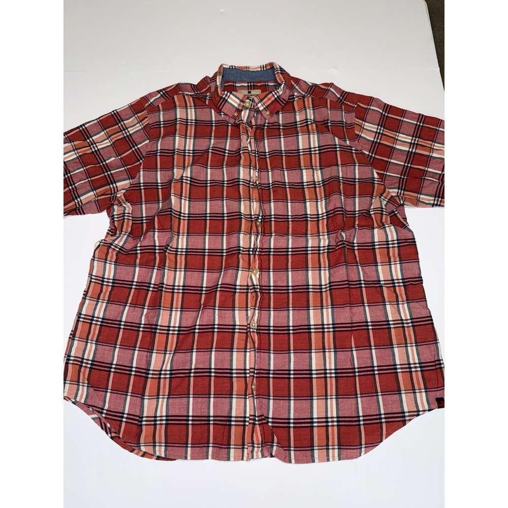 Woolrich Men XL Button Down Plaid Shirt Red Cotton Country Western Pocket Top